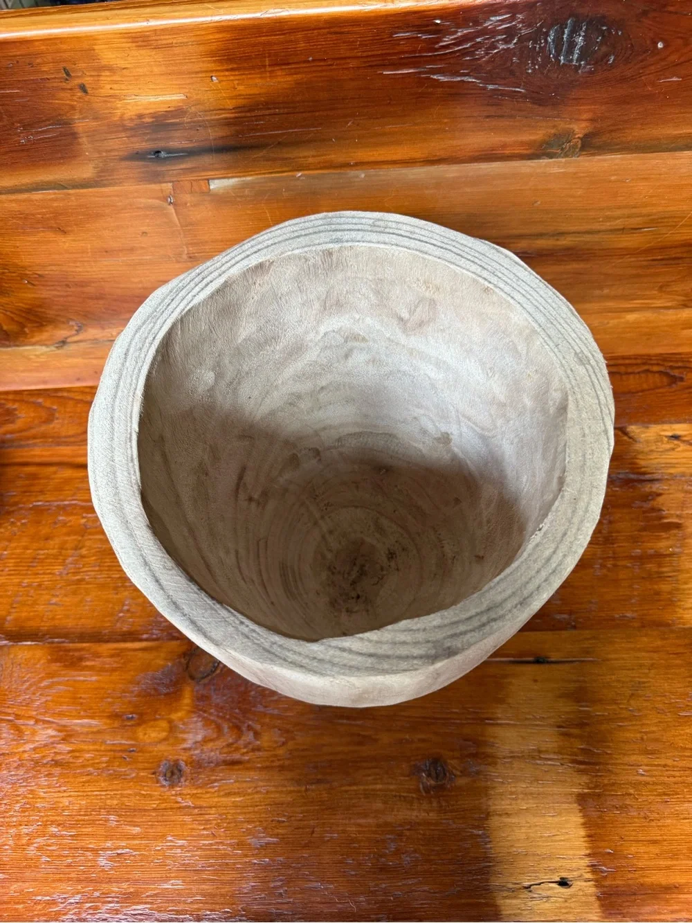🌳 NWT Large Handmade Natural Paulowania Wood Grain Decorative Vase
